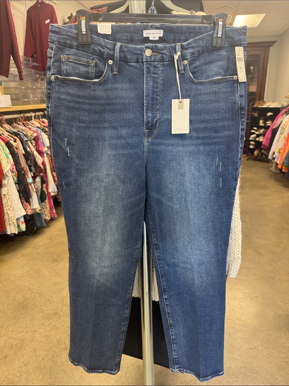 Good American Dark Blue Crop Ankle Jeans